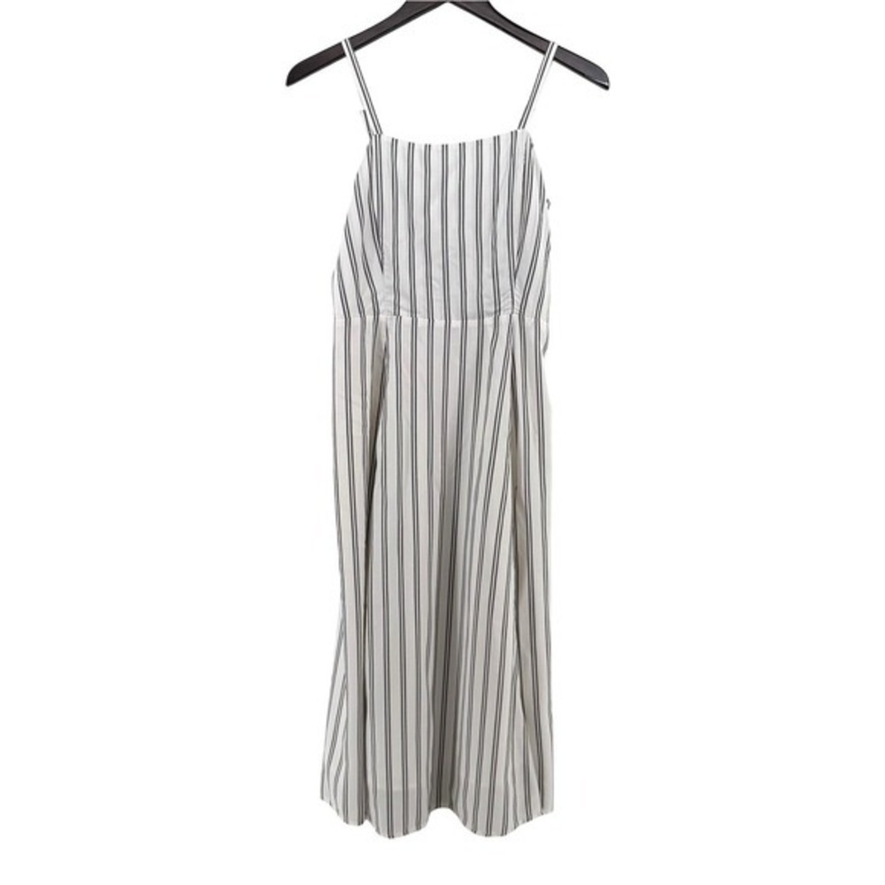 GAP Womens XS Black White Striped Fit Flare Cami Midi Dress Smocked Back SU19 - Picture 2 of 7
